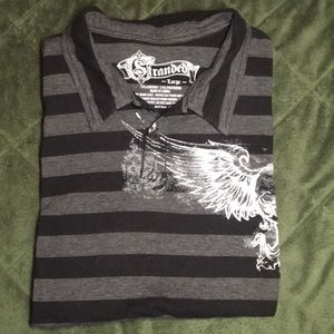 SHORT SLEVE STRIPED GRAPHIC SKILL SHIRT L